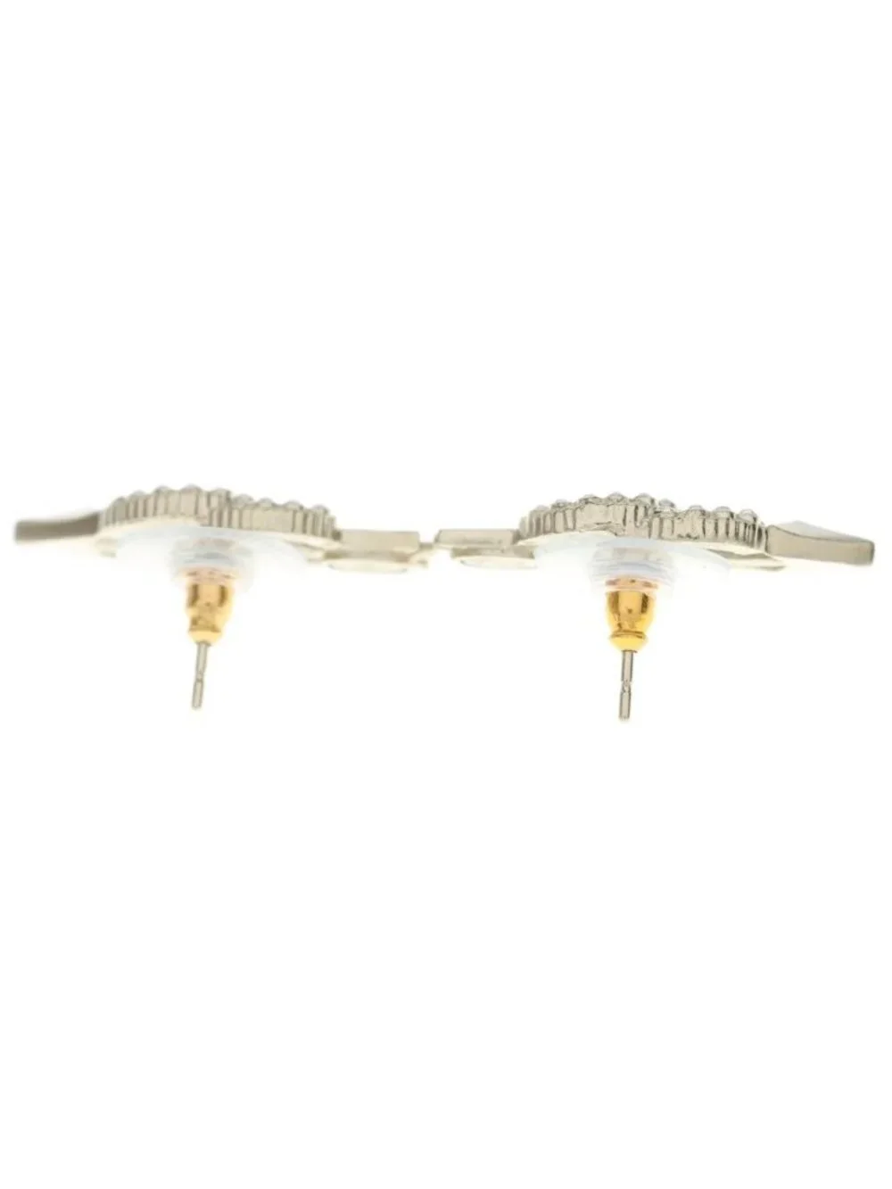 Chanel CC Logo Arrow Earrings Rhinestone Gold
